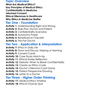 Ethics In Medicine Worksheet Activity Booklet