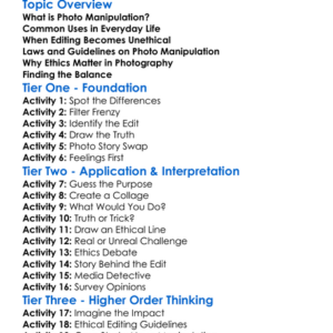 Ethics In Photo Manipulation Worksheet Activity Booklet