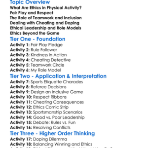 Ethics In Physical Activity Worksheet Activity Booklet