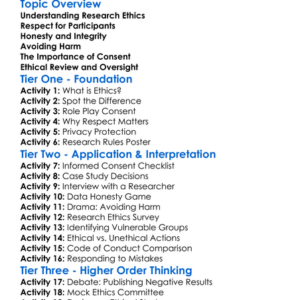 Ethics In Research Worksheet Activity Booklet