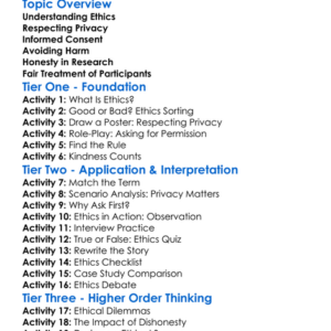 Ethics In Sociology Worksheet Activity Booklet