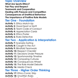 Ethics In Sport Worksheet Activity Booklet
