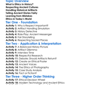 Ethics In Studying Ancient History Worksheet Activity Booklet