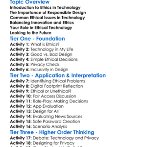 Ethics In Technology And Design Worksheet Activity Booklet