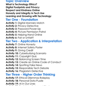 Ethics In Technology Use Worksheet Activity Booklet