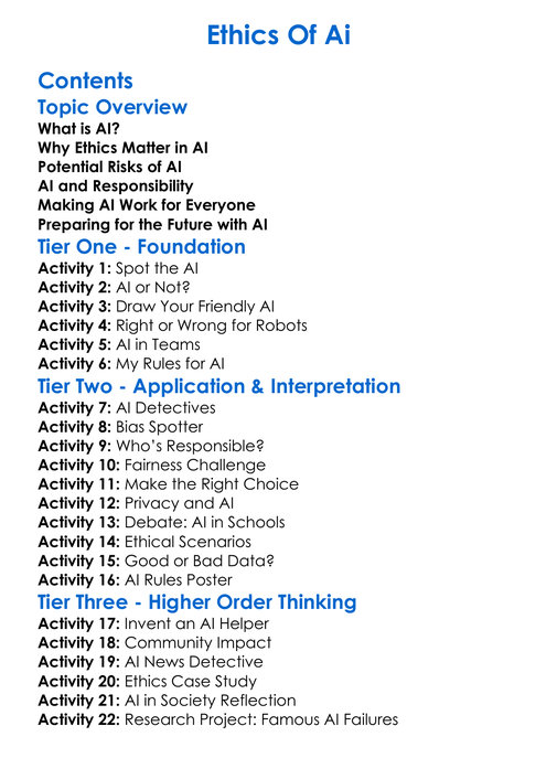 Ethics Of Ai Worksheet Activity Booklet