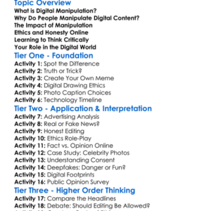 Ethics Of Digital Manipulation Worksheet Activity Booklet
