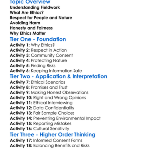 Ethics Of Fieldwork Worksheet Activity Booklet