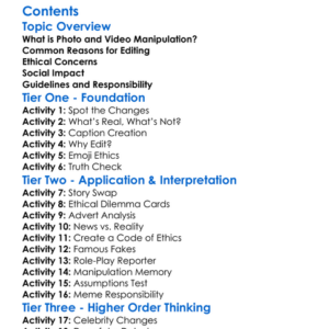 Ethics Of Photo And Video Manipulation Worksheet Activity Booklet