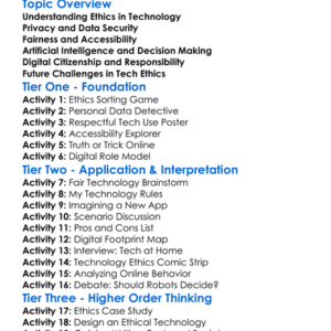 Ethics Of Technology Worksheet Activity Booklet
