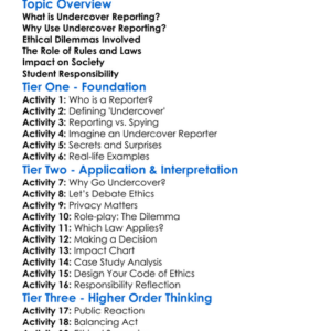 Ethics Of Undercover Reporting Worksheet Activity Booklet