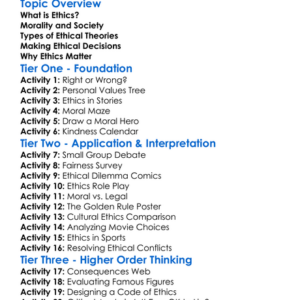 Ethics The Study Of Morality Worksheet Activity Booklet