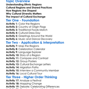 Ethnic And Cultural Regions Worksheet Activity Booklet