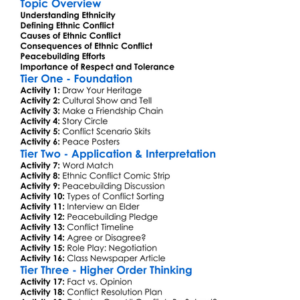 Ethnic Conflict And Peacebuilding Worksheet Activity Booklet