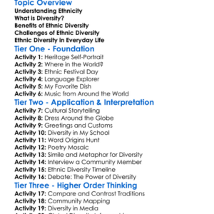 Ethnic Diversity Worksheet Activity Booklet