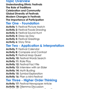 Ethnic Festivals Worksheet Activity Booklet