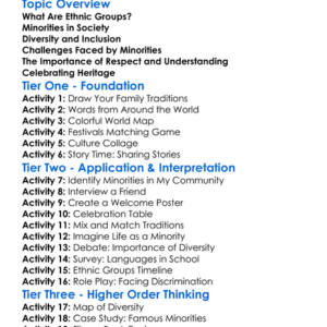 Ethnic Groups And Minorities Worksheet Activity Booklet