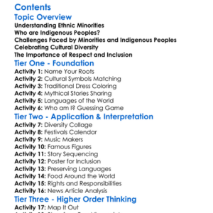 Ethnic Minorities And Indigenous Peoples Worksheet Activity Booklet