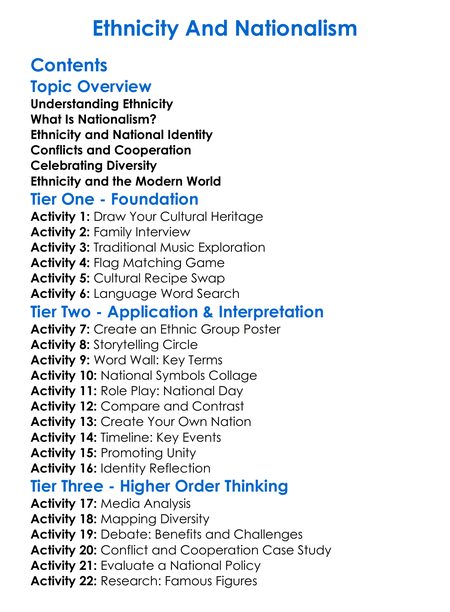 Ethnicity And Nationalism Worksheet Activity Booklet