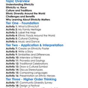 Ethnicity Worksheet Activity Booklet