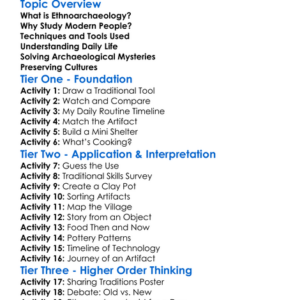 Ethnoarchaeology Worksheet Activity Booklet