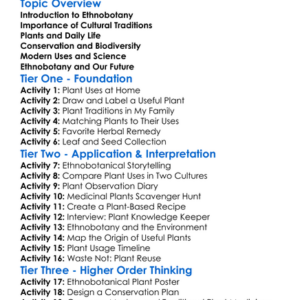 Ethnobotany Worksheet Activity Booklet