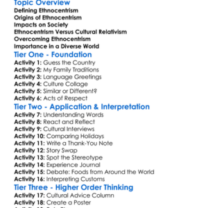 Ethnocentrism Worksheet Activity Booklet