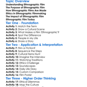 Ethnographic Film Worksheet Activity Booklet