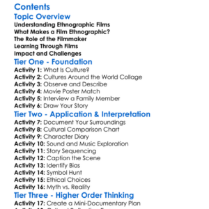 Ethnographic Films And Documentaries Worksheet Activity Booklet