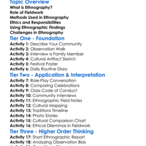 Ethnography And Fieldwork Worksheet Activity Booklet