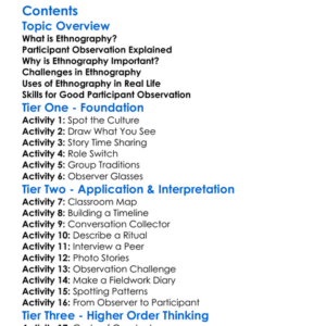 Ethnography And Participant Observation Worksheet Activity Booklet