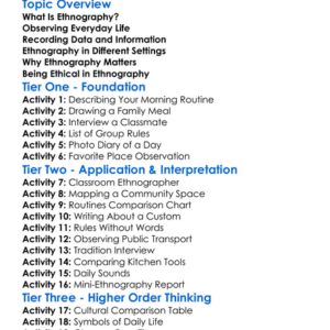 Ethnography Of Daily Life Worksheet Activity Booklet