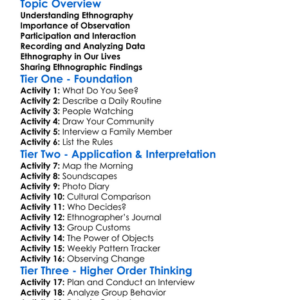 Ethnography Of Everyday Life Worksheet Activity Booklet