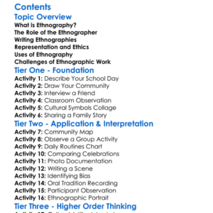 Ethnography Writing And Representation Worksheet Activity Booklet