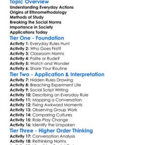 Ethnomethodology Worksheet Activity Booklet