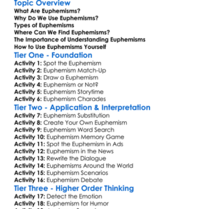 Euphemism Worksheet Activity Booklet