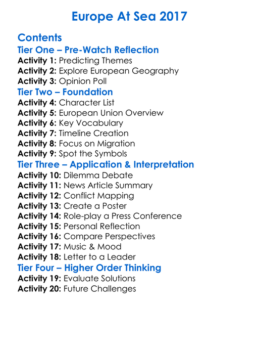 Europe At Sea 2017 Worksheet Activity Booklet
