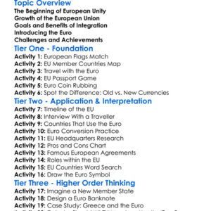 European Integration And The Euro Worksheet Activity Booklet