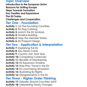 European Union Formation Worksheet Activity Booklet