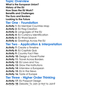 European Union Worksheet Activity Booklet