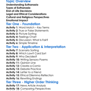 Euthanasia And End-Of-Life Issues Worksheet Activity Booklet