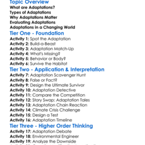 Evaluating Adaptations Worksheet Activity Booklet