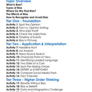 Evaluating Bias Worksheet Activity Booklet