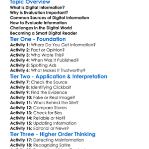 Evaluating Digital Information Worksheet Activity Booklet