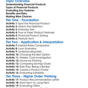 Evaluating Financial Products Worksheet Activity Booklet