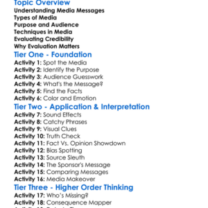 Evaluating Media Messages Worksheet Activity Booklet