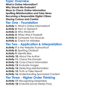 Evaluating Online Information Worksheet Activity Booklet