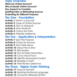 Evaluating Online Sources Worksheet Activity Booklet