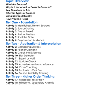 Evaluating Sources Worksheet Activity Booklet