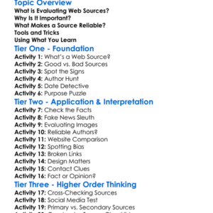 Evaluating Web Sources Worksheet Activity Booklet